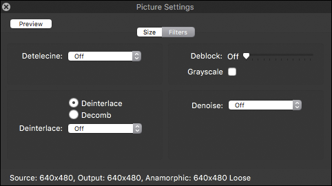 Handbrake picture settings.