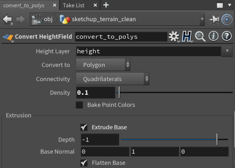 Houdini - convert heightfield to polygons.